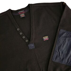 PAUL & SHARK black knit v-neck sweater pullover medium